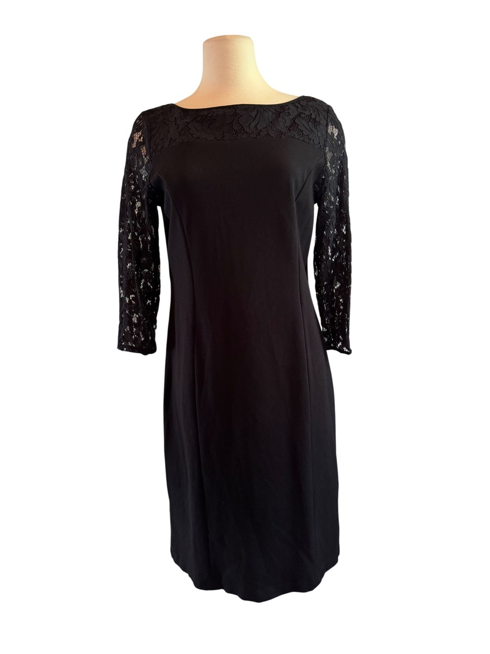 Talbots Black Lace-Yoke Sheath Dress